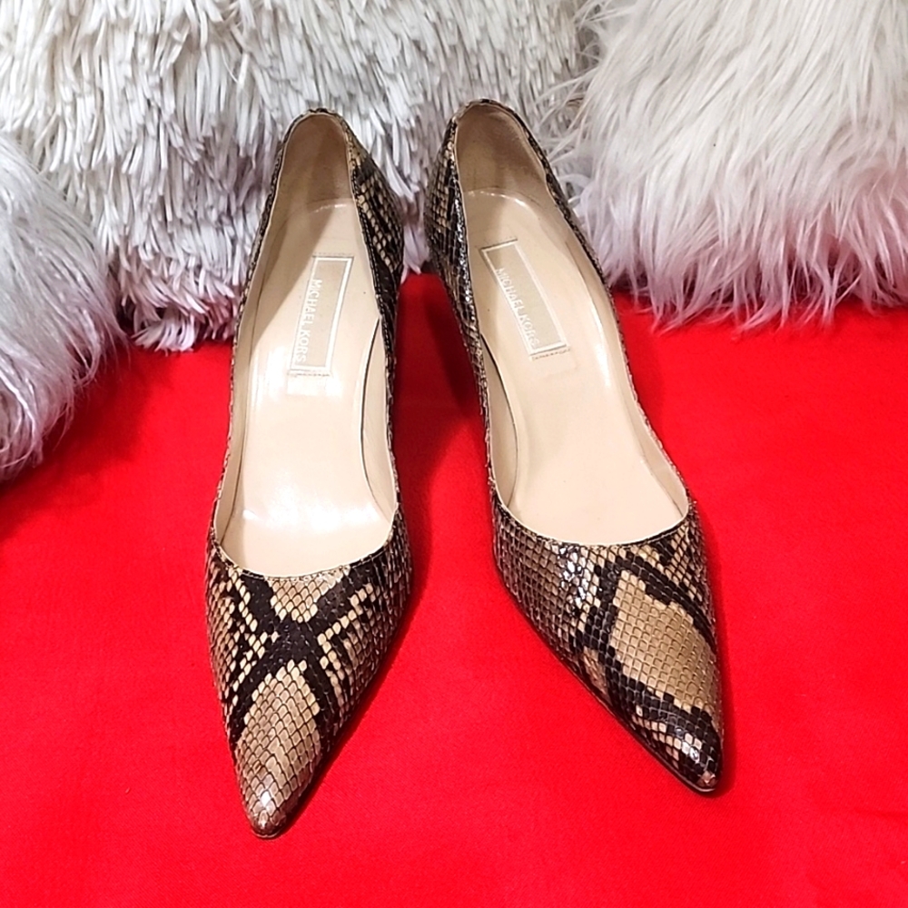 Michael Kors Tan and Brown Heels with Pointed Toe